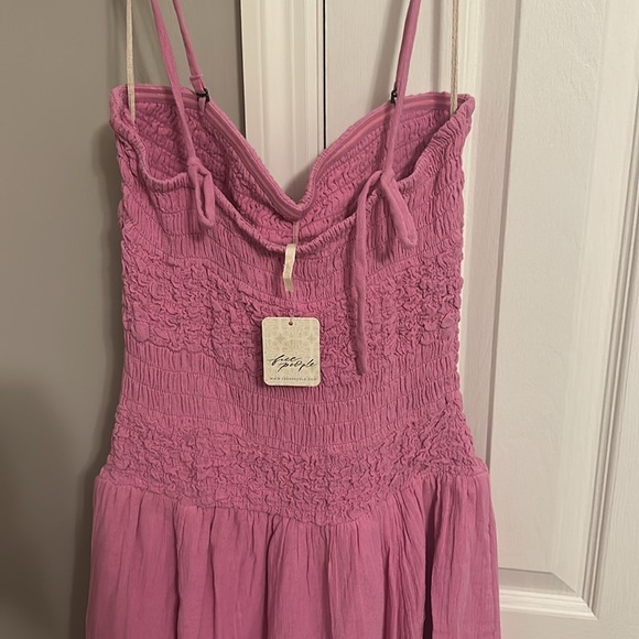 Free People Sparkling Drop-Waist Moment Midi Dress Pink M - Picture 4 of 10